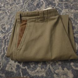 Men Khaki Orvis Zambezi Twill Pants Size 38x34 