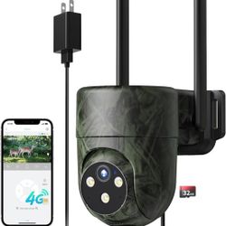 LIWAN No WiFi Security Camera, 4G LTE Cellular Security Camera Wired Outdoor, Plug-in for 24/7 Recording, 2K Color Night Vision, Built-in SIM Card, 32