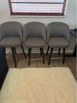 Modern Gray Kitchen Bar Stools – Set of 3