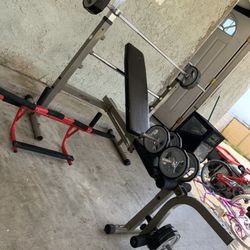Bench press ,  Dumbbell Weights , Pull Up Bar 