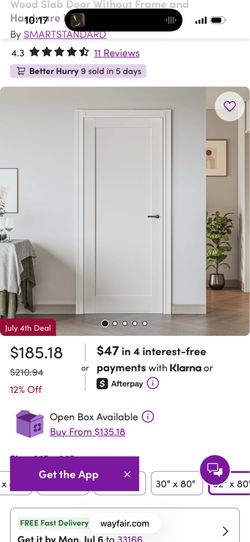 Brand new Primed 1-Paneled Solid Manufactured Wood Slab Door Without Frame and Hardware Kit