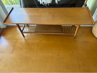West Elm mid century wooden bench