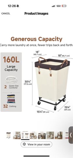 Large laundry basket with wheels