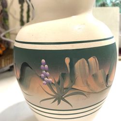 Vintage Southwest Pottery Sunset Desert Hand Painted Signed Vase 6.25" T (New West Pottery Arizona)