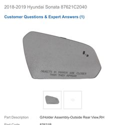 Passenger side Glass Holder Assembly-Outside Rear View,RH