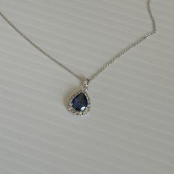 sterling silver sapphire $ zirc pendant necklace