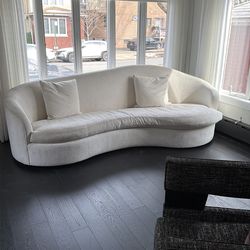 Bernhardt white curved sofa