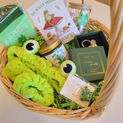 Frog filled basket