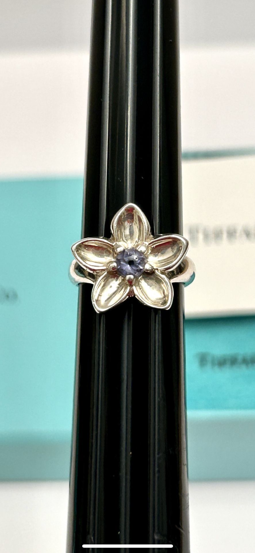 Tiffany And Co Sterling Silver Lolite Flower Ring Size 4