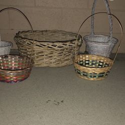 5 Wicker Baskets. Please Read Description.