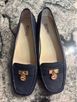 Michael Kors Blue Flats with Gold Detail