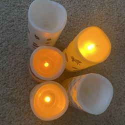 Elanze Designs Floral Pink and Green 6 inch Wax LED Flameless Pillar Candles Set