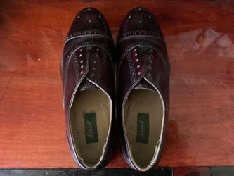 Bass Laceless Wingtip Oxfords - Size 8D - Burgundy / Oxblood - Slip-On