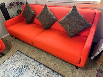 Five seater sofa 3+1+1. red Fabric.