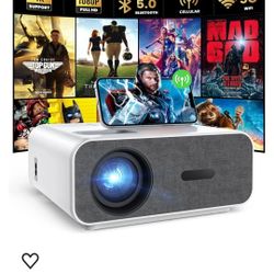 4K Support Projector with Wifi and Bluetooth, HOMPOW Mini Portable Projectors for Outdoor Home Movie, Compatible with Laptop, Smartphone, TV Stick, Xb