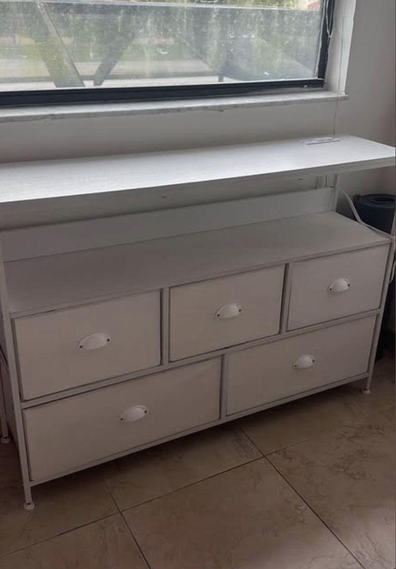 White Dresser With USB And Plugs