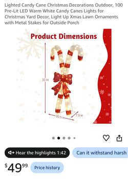New Pre-Lit LED Candy Cane Christmas Yard Decoration.  Have 2 new sets still in boxes.