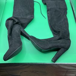 Steve Madden Black Over-the-knees Lace-up Block Heel Boots
