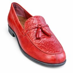 Naturalizer Red Leather Tassel Basket Weave Loafers Women’s Size 8.5 Comfort Flats