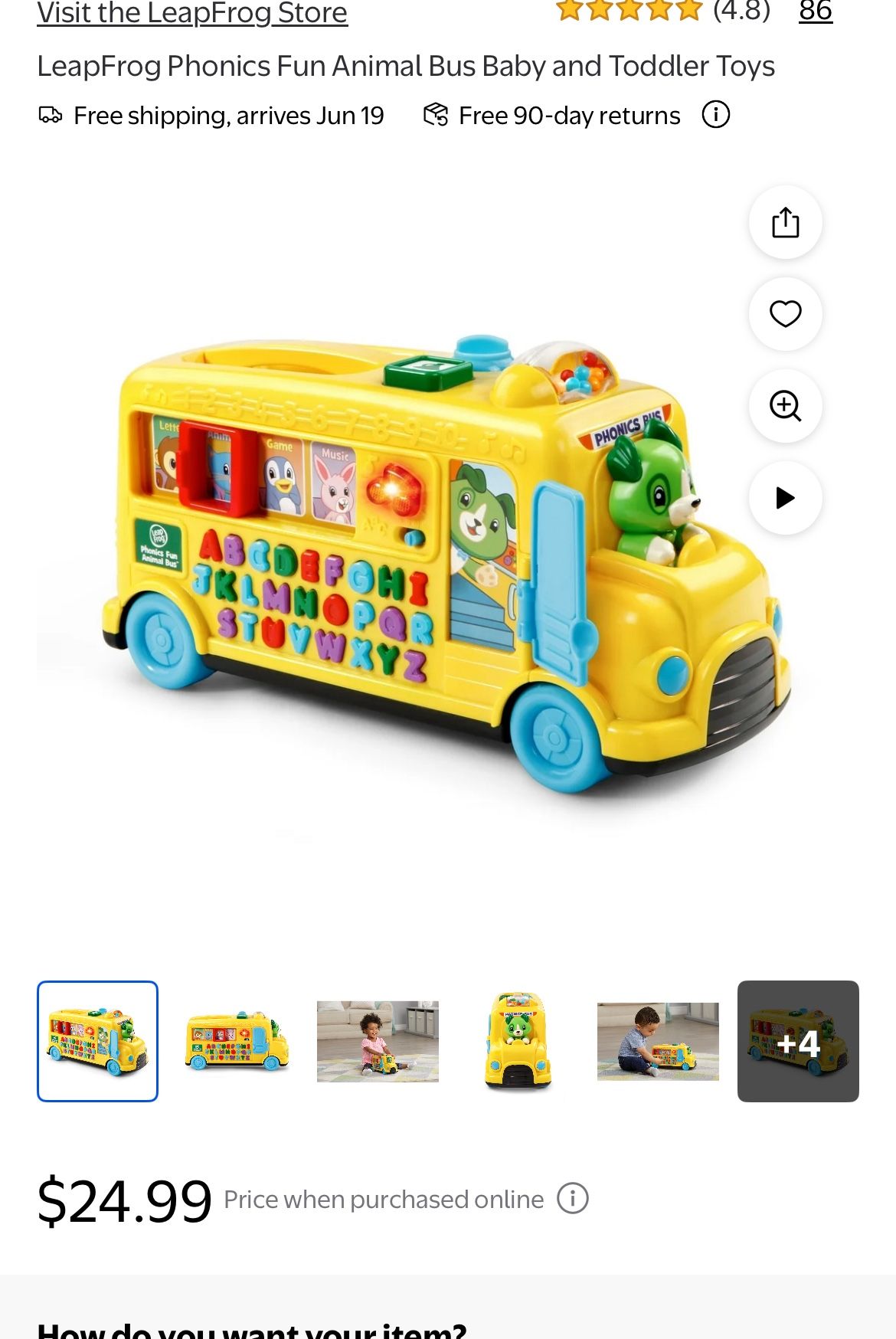LeapFrog Phonics Fun Animal Bus Toy 