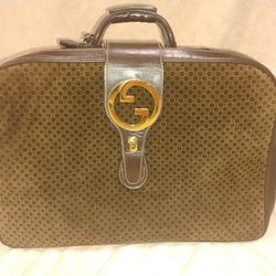 GUCCI Brown Leather/Suede Travel Bag 1970