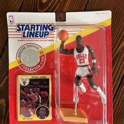 Vintage 1991 Michael Jordan Starting Lineup Figure Limited Edition Coin Card Sealed 