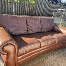 Brown Leather Couch 