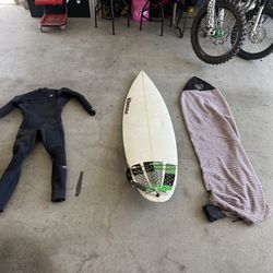 Surf board and wetsuit