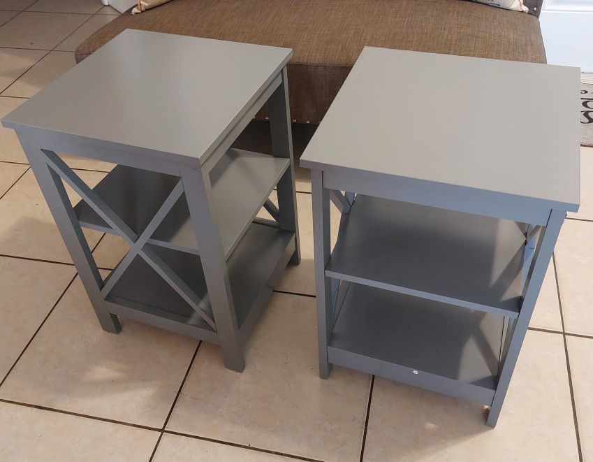 OXFORD END TABLES WITH SHELVES SET