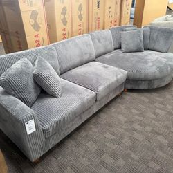 Big Grey Cuddler Chaise Sectional 