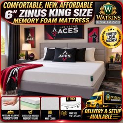 🛏️ BRAND NEW ZINUS KING SIZE 6” MEMORY FOAM MATTRESS