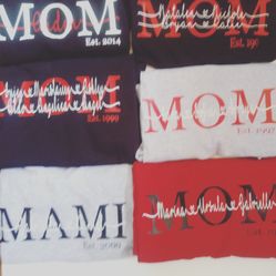 MOM shirts with kids name in middle