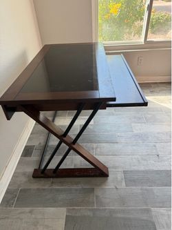 Wood and glass top desk