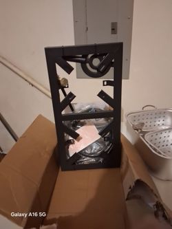 18qt dual fryer basket with a heavy duty dual propane burner