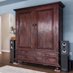 Large Solid Wood Entertainment Center Armoire