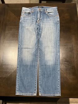 Lucky Brand Men's Blue Straight Light Wash Mid Rise Button Denim Jeans 33x30