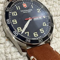 Victorinox FieldForce Watch 241848 Blue Dial Brown Leather Strap Sapphire Glass