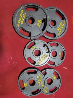 GOLD'S GYM.  2" HOLE  OLYMPIC PLATES  90LBs TOTAL.     4- 10s . 2-25s
11525 S HALSTED DUNKIN DONUTS/7111.S WESTERN WALGREENS 
90$  CASH ONLY AS IS 