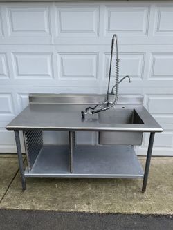 60x30 Stainless Steel Sink Table With Sprayer Hose