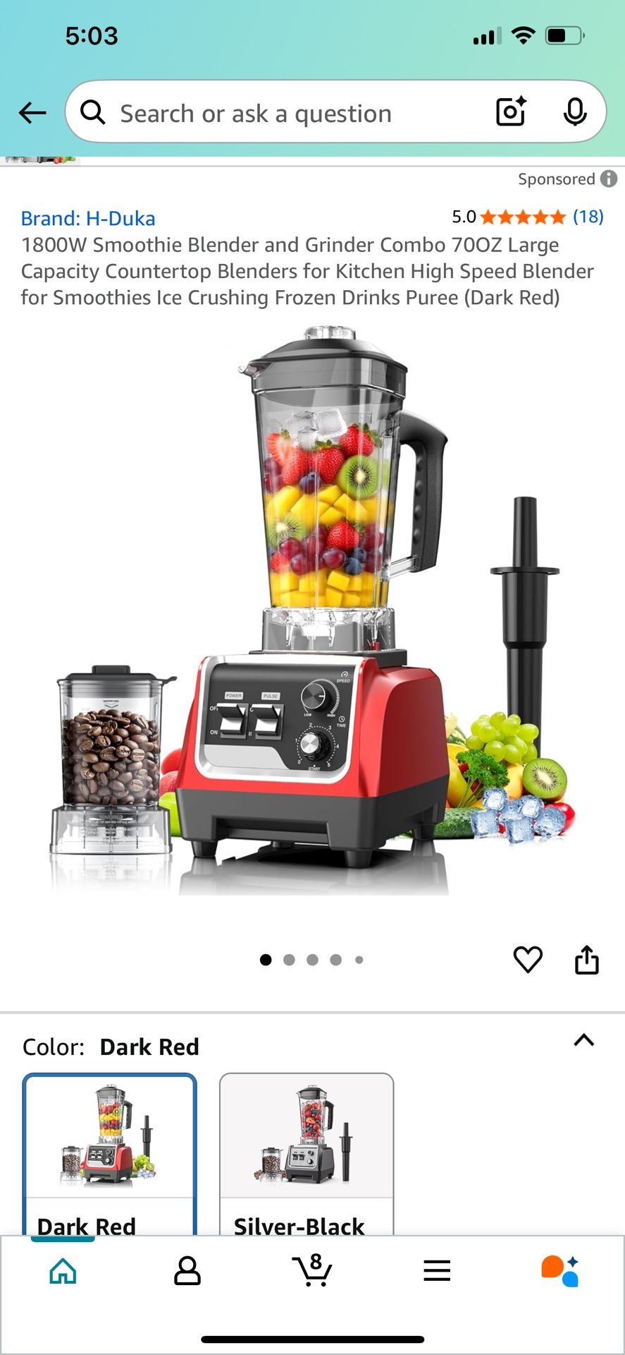 1800W Smoothie Blender and Grinder Combo 70OZ Large Capacity Countertop Blenders for Kitchen High Speed Blender for Smoothies Ice Crushing Frozen Drin