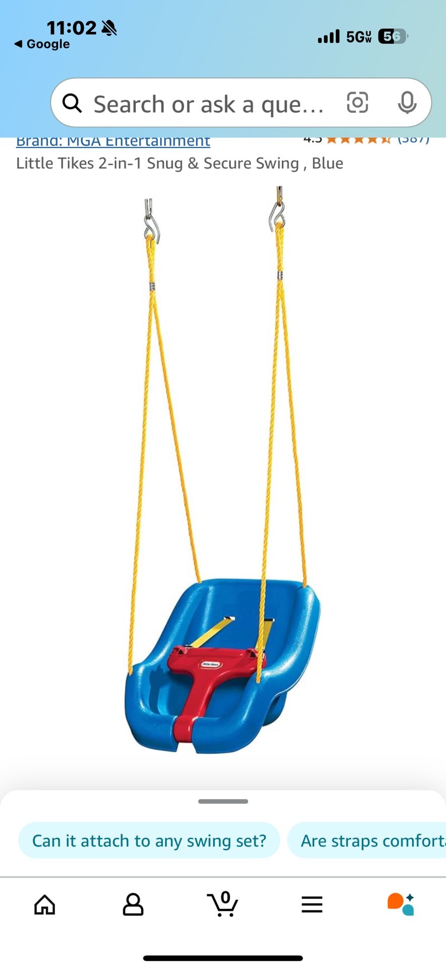 Little Tikes 2-in-1 Snug & Secure Swing . Blue. Baby Toddler Swing