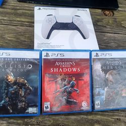 BRAND NEW IN BOX 🎮 PS5 CONTROLLER AND PRE-OWNED GAMES $140 FINAL PRICE 