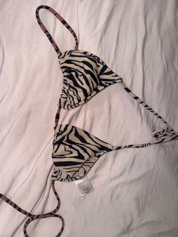 Xhilaration Zebra Print Bikini Top Size S