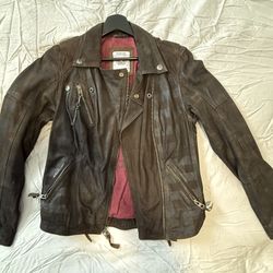 Harley Davidson Brown Checkered Leather Jacket - Small