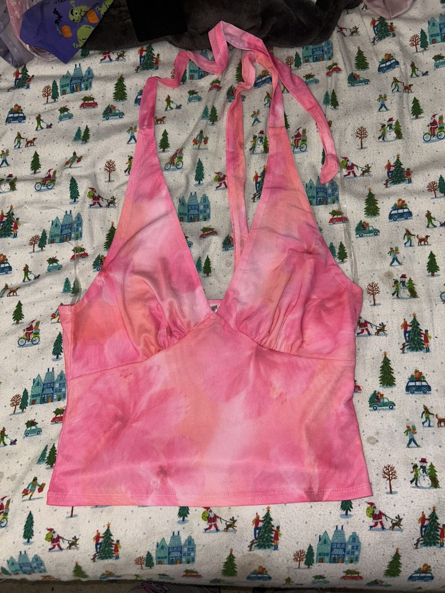 Pink Halter Tie Top