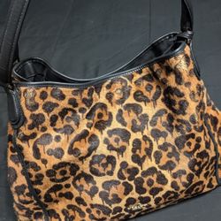 COACH Shoulder Bag Leopard Hair Print 