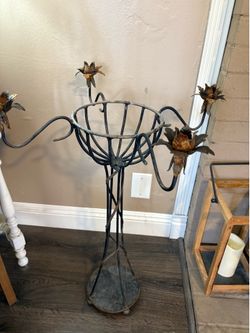 27” vintage metal candelabra planter garden decor
