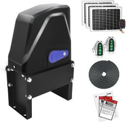 TOPENS DKC1100S Solar Sliding Gate Opener Chain Drive Automatic Gate Motor for Heavy Driveway Slide Gates Up to 2600 Pounds, Electric Gate Operator Ba