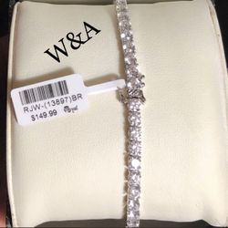 4mm White Gold Plated Tennis Bracelet 