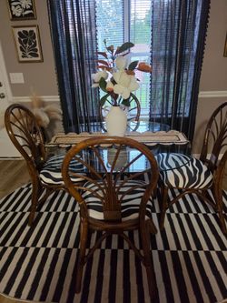 Rattan Dining Set with Glass Top Table